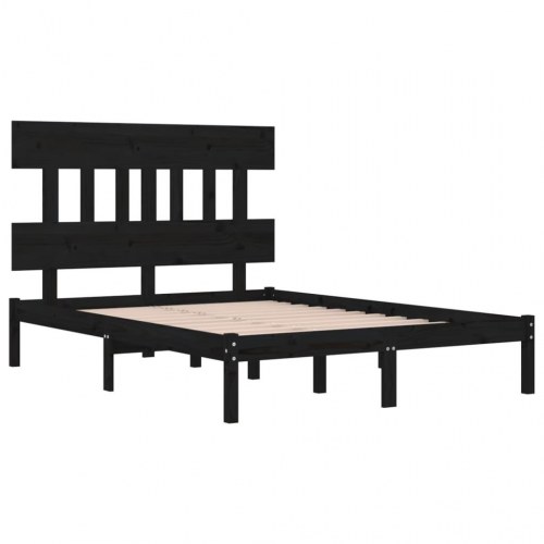 Sengeramme 135x190 cm Double massivt fyrretræ sort