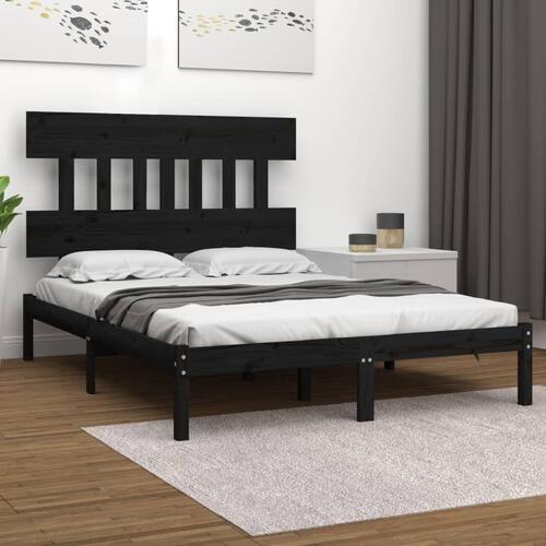 Sengeramme 150x200 cm King Size massivt træ sort