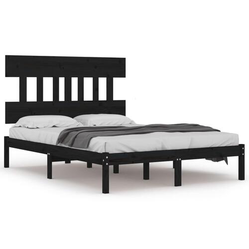 Sengeramme 150x200 cm King Size massivt træ sort