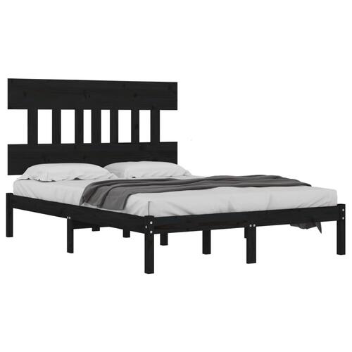 Sengeramme 200x200 cm massivt træ sort