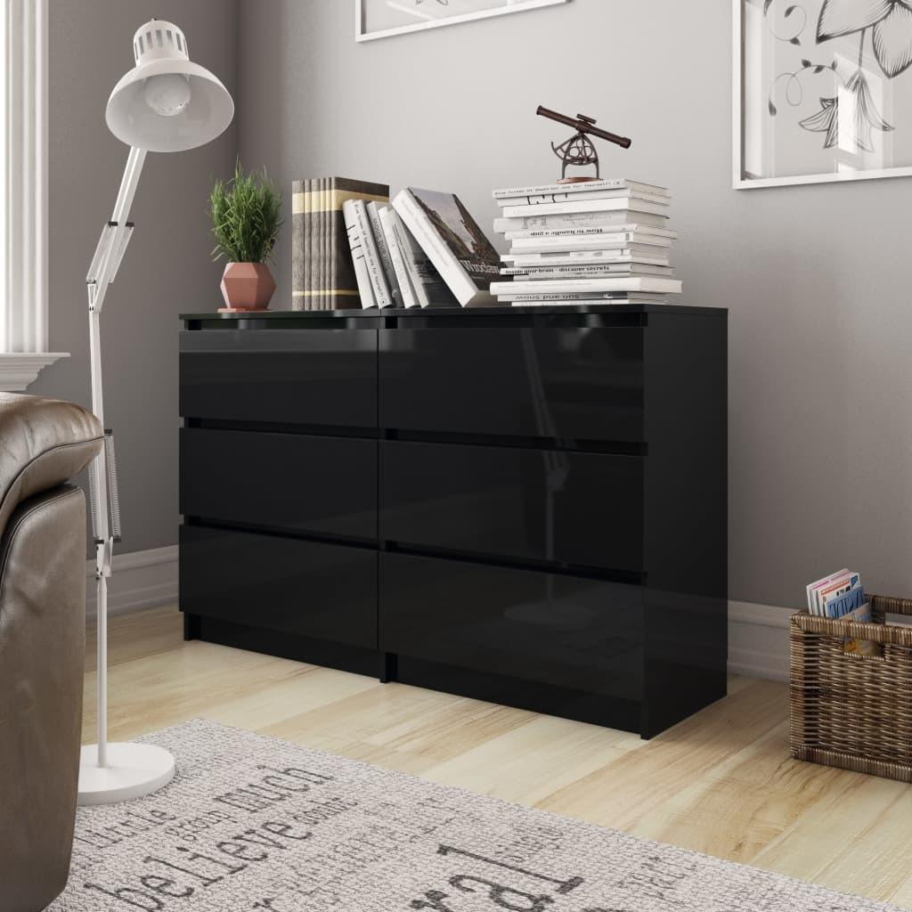 Skænk 120x35x76 cm konstrueret træ sort højglans