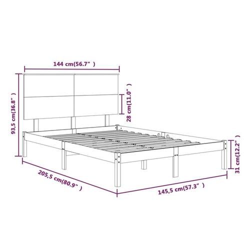 Sengeramme 140x200 cm massivt fyrretræ sort