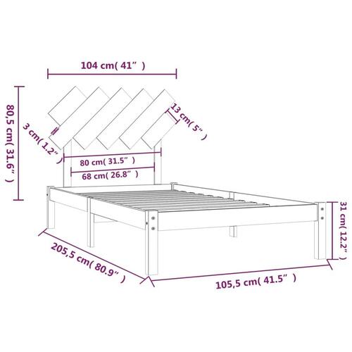 Sengeramme 100x200 cm massivt træ sort