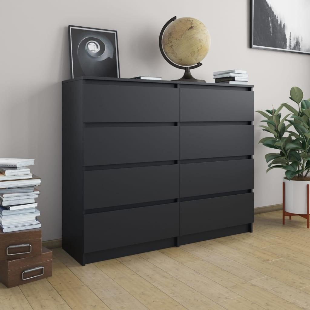 Skænk med skuffer 120 x 35 x 99 cm konstrueret træ sort