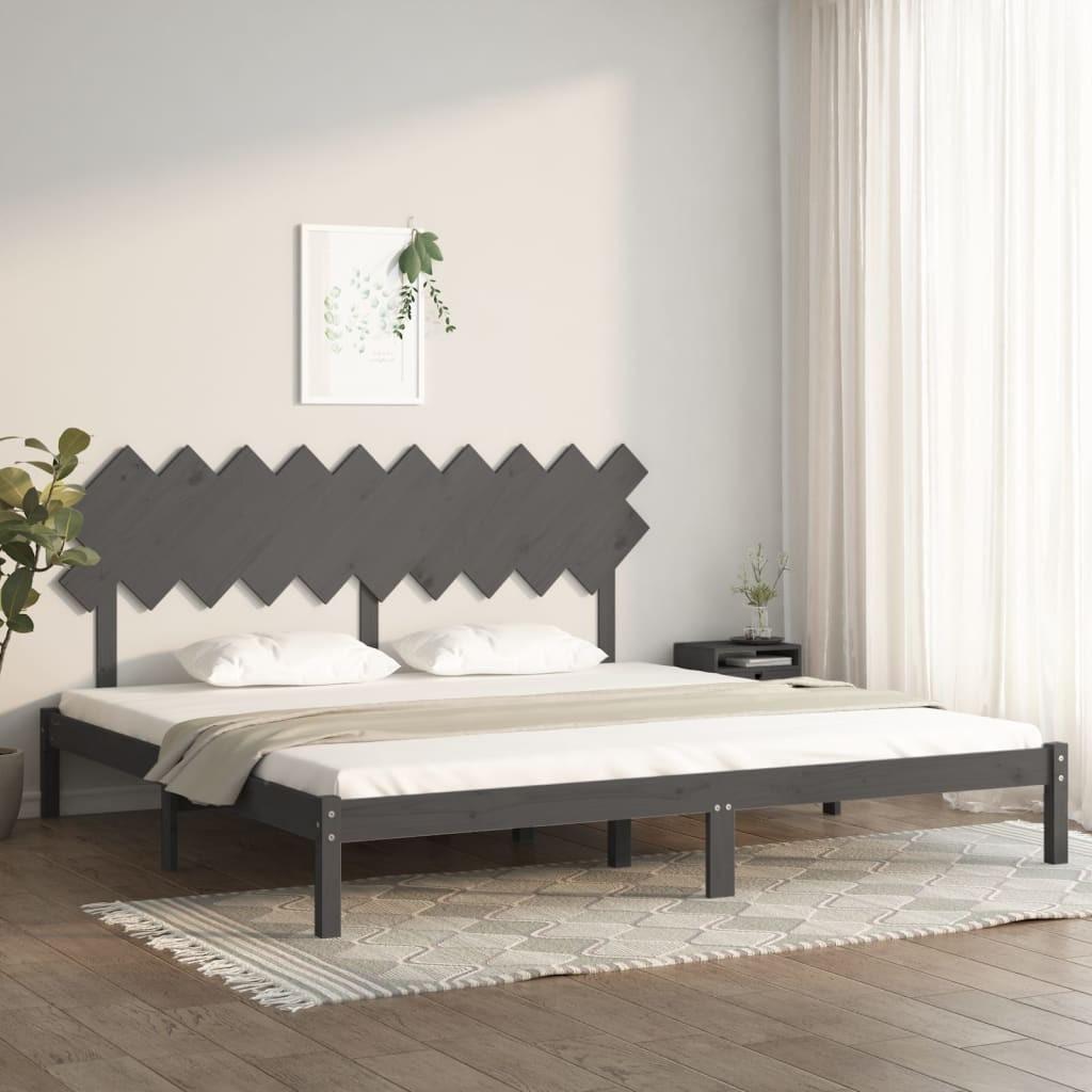 Sengeramme 200x200 cm massivt træ grå