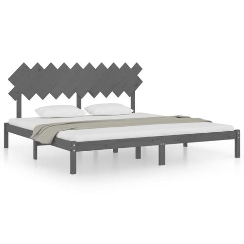 Sengeramme 200x200 cm massivt træ grå