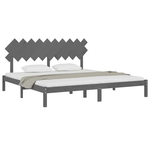 Sengeramme 200x200 cm massivt træ grå