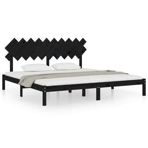 Sengeramme 200x200 cm massivt træ sort