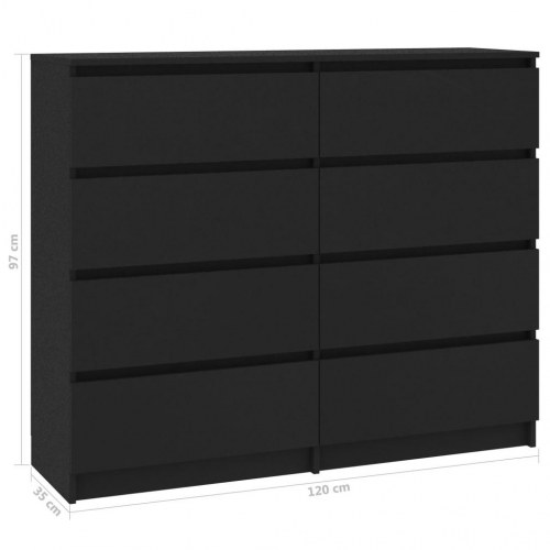 Skænk med skuffer 120 x 35 x 99 cm konstrueret træ sort