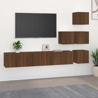 Væghængt tv-bord 37x37x72 cm konstrueret træ brun egetræsfarve