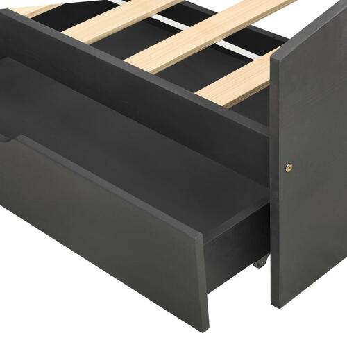 Sengeramme med 2 skuffer 90x200 cm massivt fyrretræ grå