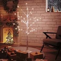 LED-birketræ 120 cm 48 LED'er varmt hvidt lys hvid