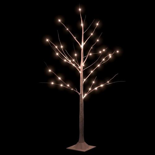 LED-birketræ 120 cm 48 LED'er varmt hvidt lys hvid