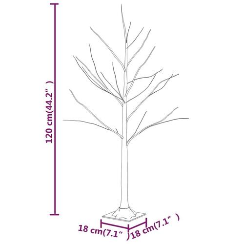 LED-birketræ 120 cm 48 LED'er varmt hvidt lys hvid