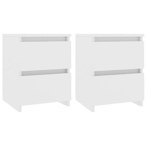Sengeborde 2 stk. 30x30x40 cm konstrueret træ hvid