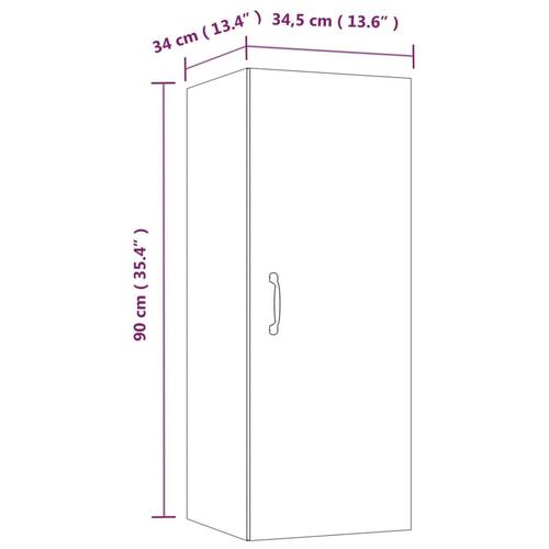 Vægskab 34,5x34x90 cm konstrueret træ betongrå