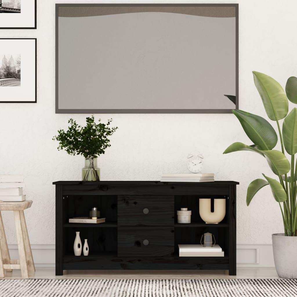Tv-bord 103x36,5x52 cm massivt fyrretræ sort