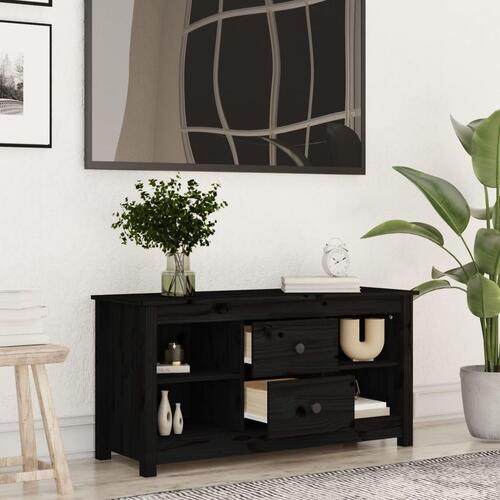 Tv-bord 103x36,5x52 cm massivt fyrretræ sort