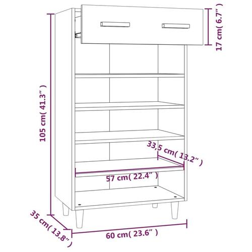 Skoreol 60x35x105 cm konstrueret træ hvid