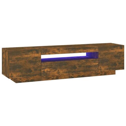 Tv-bord med LED-lys 160x35x40 cm røget egetræsfarve