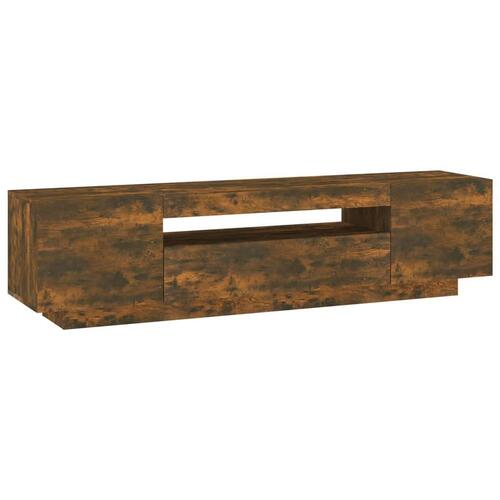 Tv-bord med LED-lys 160x35x40 cm røget egetræsfarve