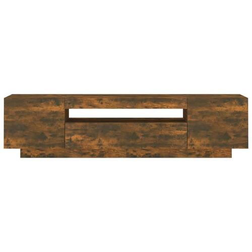 Tv-bord med LED-lys 160x35x40 cm røget egetræsfarve