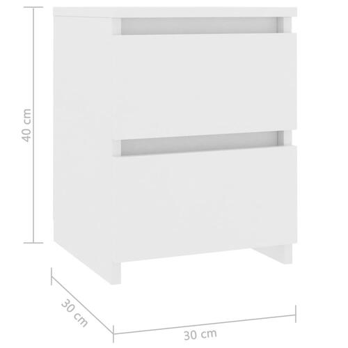 Sengeborde 2 stk. 30x30x40 cm konstrueret træ hvid
