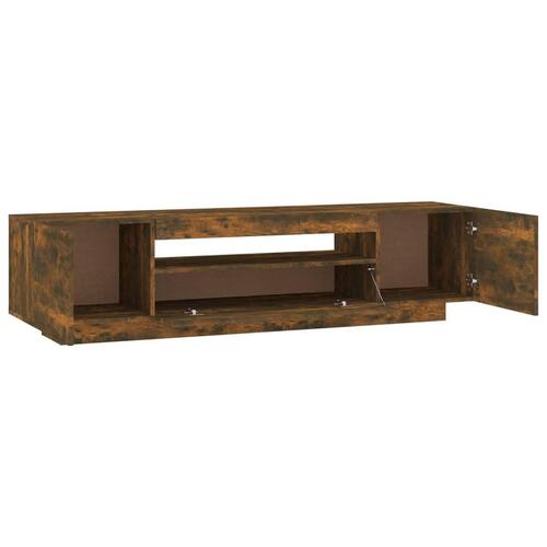 Tv-bord med LED-lys 160x35x40 cm røget egetræsfarve