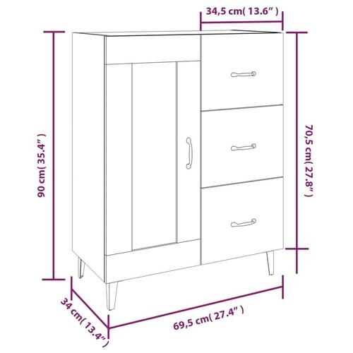 Skænk 69,5x34x90 cm konstrueret træ grå sonoma-eg
