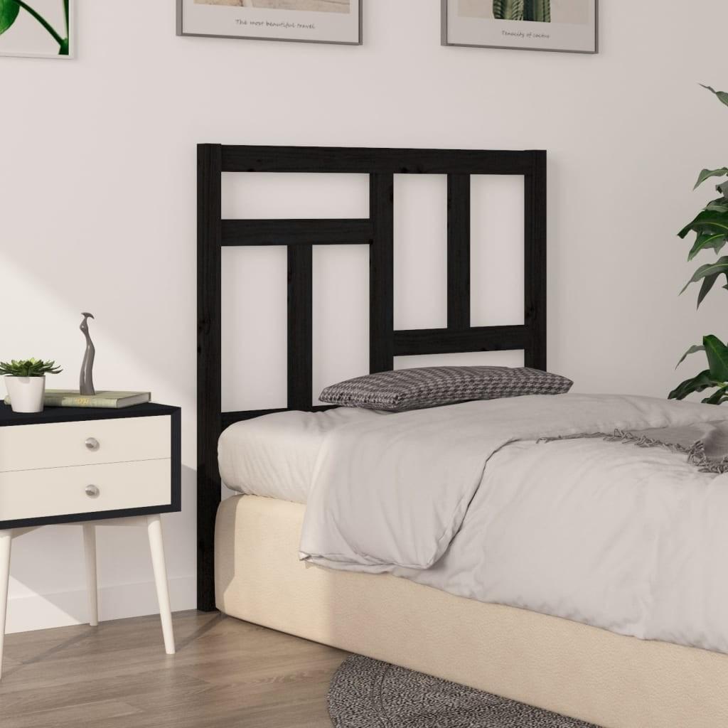 Sengegærde 80,5x4x100 cm massivt fyrretræ sort