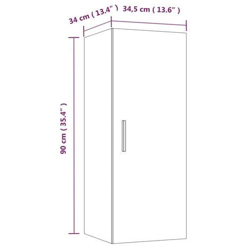 Vægskab 34,5x34x90 cm konstrueret træ røget egetræsfarve