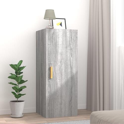 Vægskab 34,5x34x90 cm konstrueret træ grå sonoma-eg