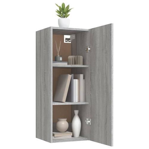 Vægskab 34,5x34x90 cm konstrueret træ grå sonoma-eg