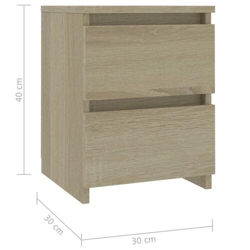 Sengebord 30x30x40 cm konstrueret træ sonoma-eg