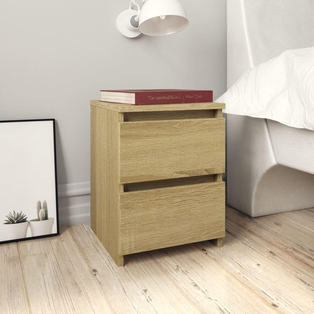 Sengeborde 2 stk. 30x30x40 cm konstrueret træ sonoma-eg
