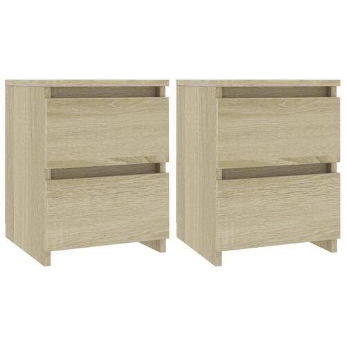 Sengeborde 2 stk. 30x30x40 cm konstrueret træ sonoma-eg