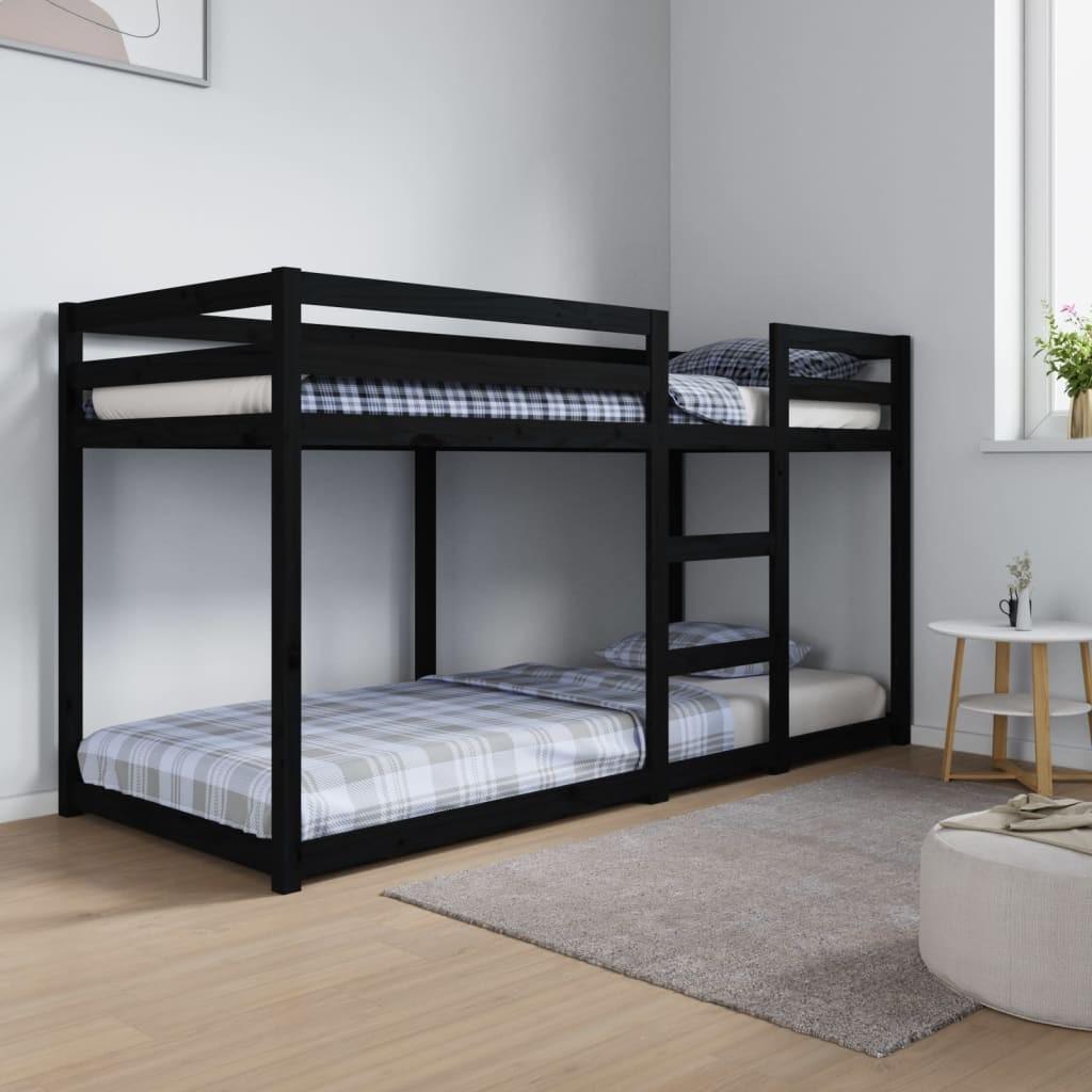 Køjeseng 80x200 cm massivt fyrretræ sort