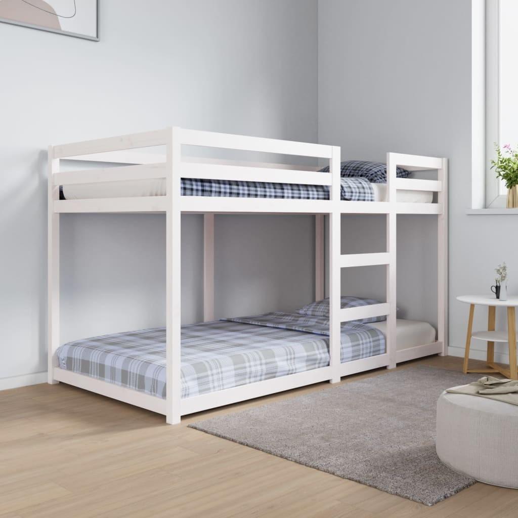 Køjeseng 90x190 cm massivt fyrretræ hvid