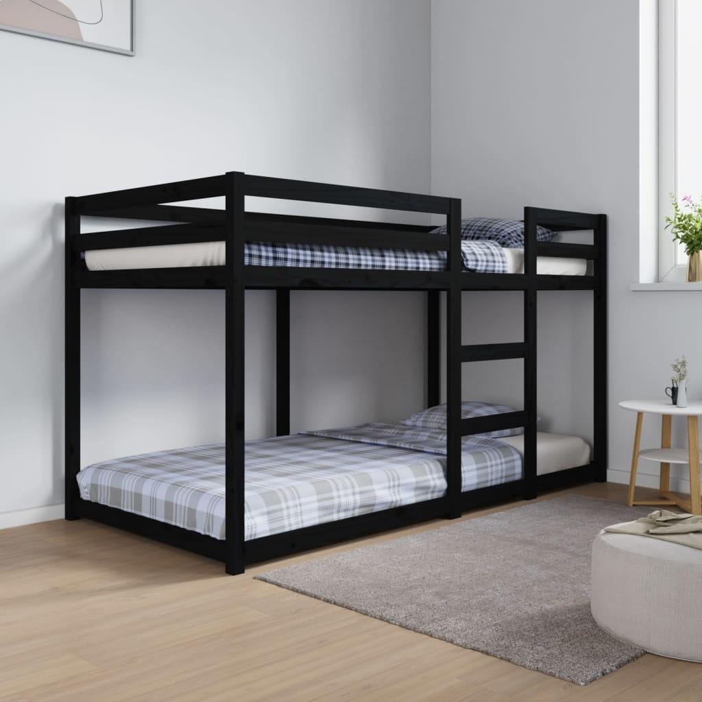 Køjeseng 90x190 cm massivt fyrretræ sort