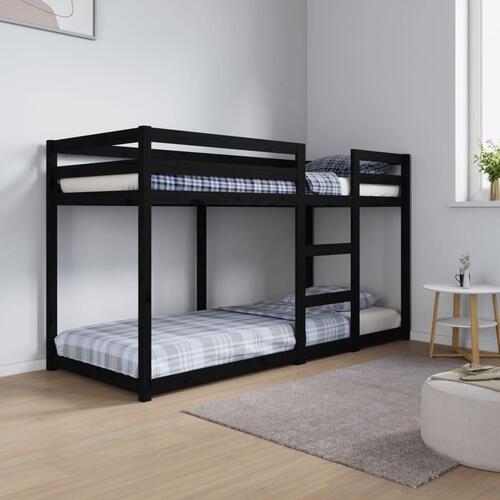 Køjeseng 75x190 cm massivt fyrretræ sort