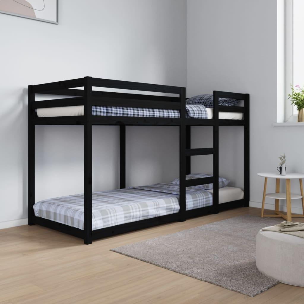 Køjeseng 75x190 cm massivt fyrretræ sort