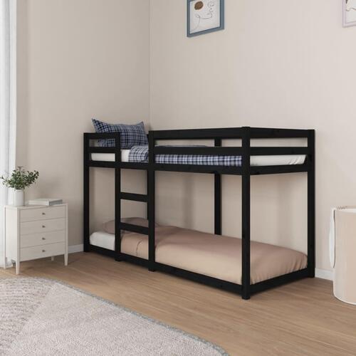 Køjeseng 75x190 cm massivt fyrretræ sort