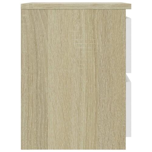 Sengeskabe 2 stk. 40 x 30 x 40 cm spånplade hvid og sonoma-eg
