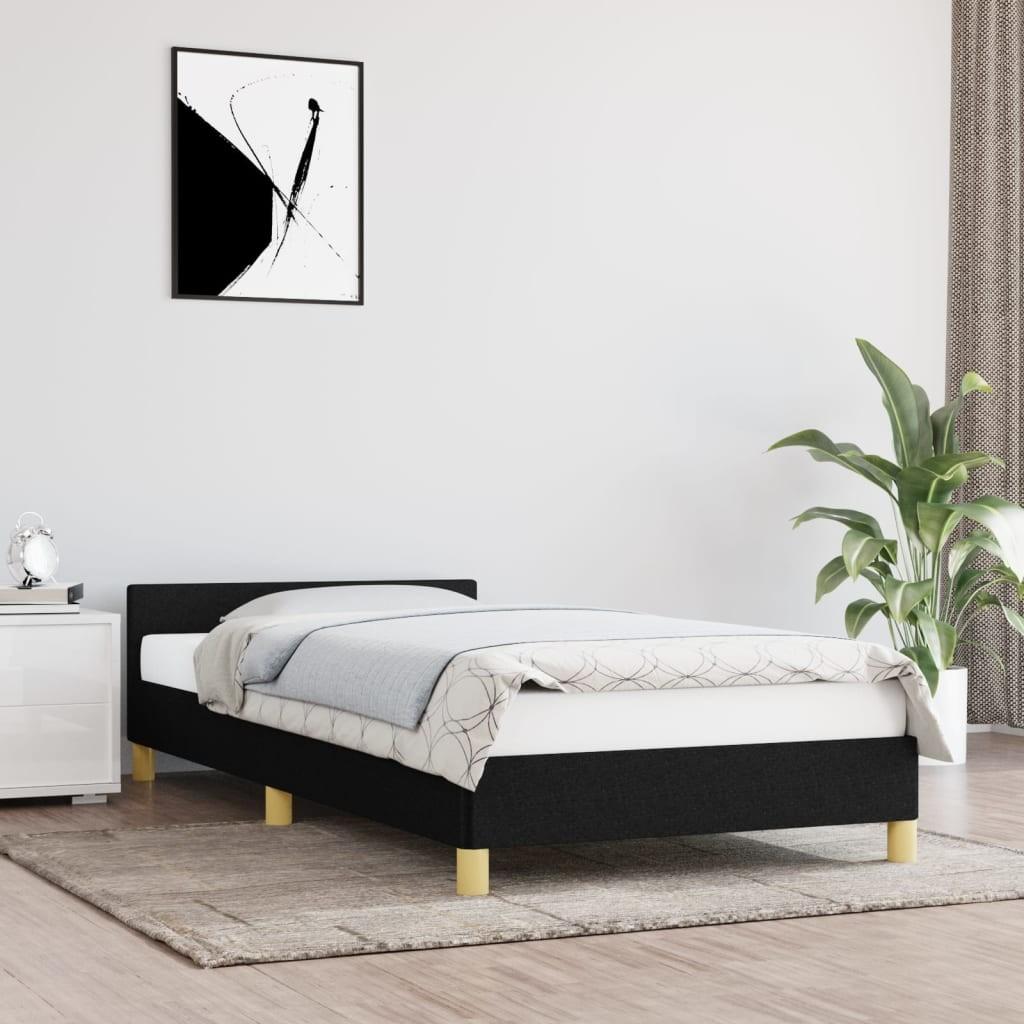Sengeramme med hovedgærde uden madras Sort 90x200 cm Stof