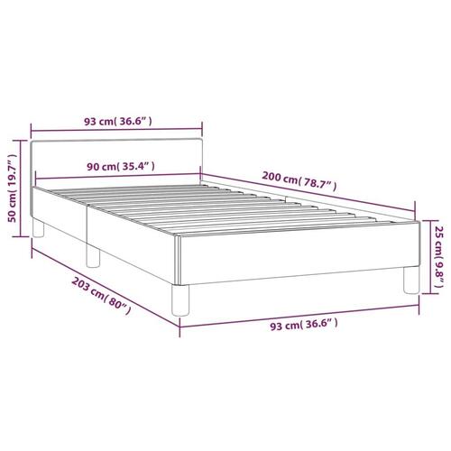 Sengeramme med hovedgærde uden madras Sort 90x200 cm Stof