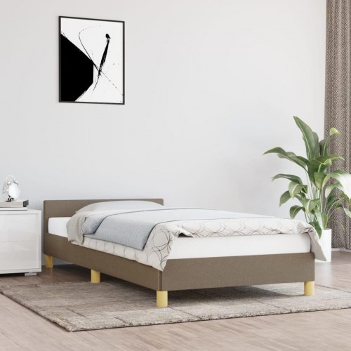 Sengeramme med hovedgærde - taupe stof 90×200 cm