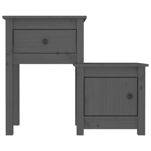 Sengebord 79,5x38x65,5 cm massivt fyrretræ grå