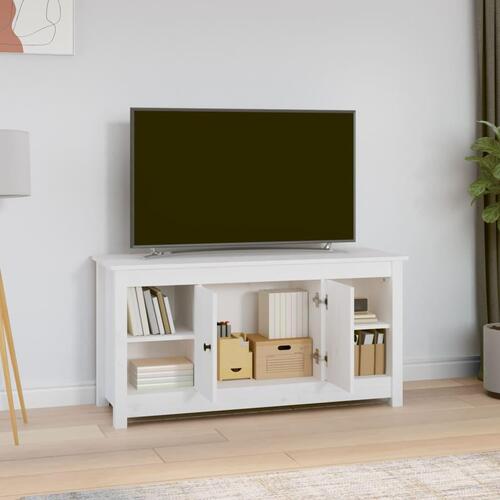 Tv-bord 103x36,5x52 cm massivt fyrretræ hvid