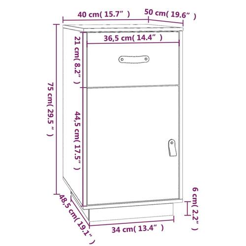 Skrivebordsskab 40x50x75 cm massivt fyrretræ gyldenbrun