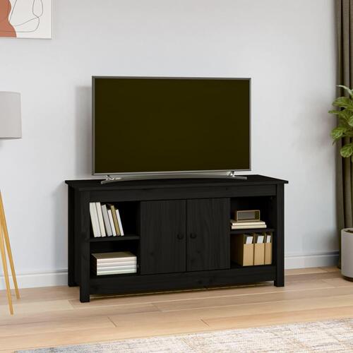 Tv-bord 103x36,5x52 cm massivt fyrretræ sort